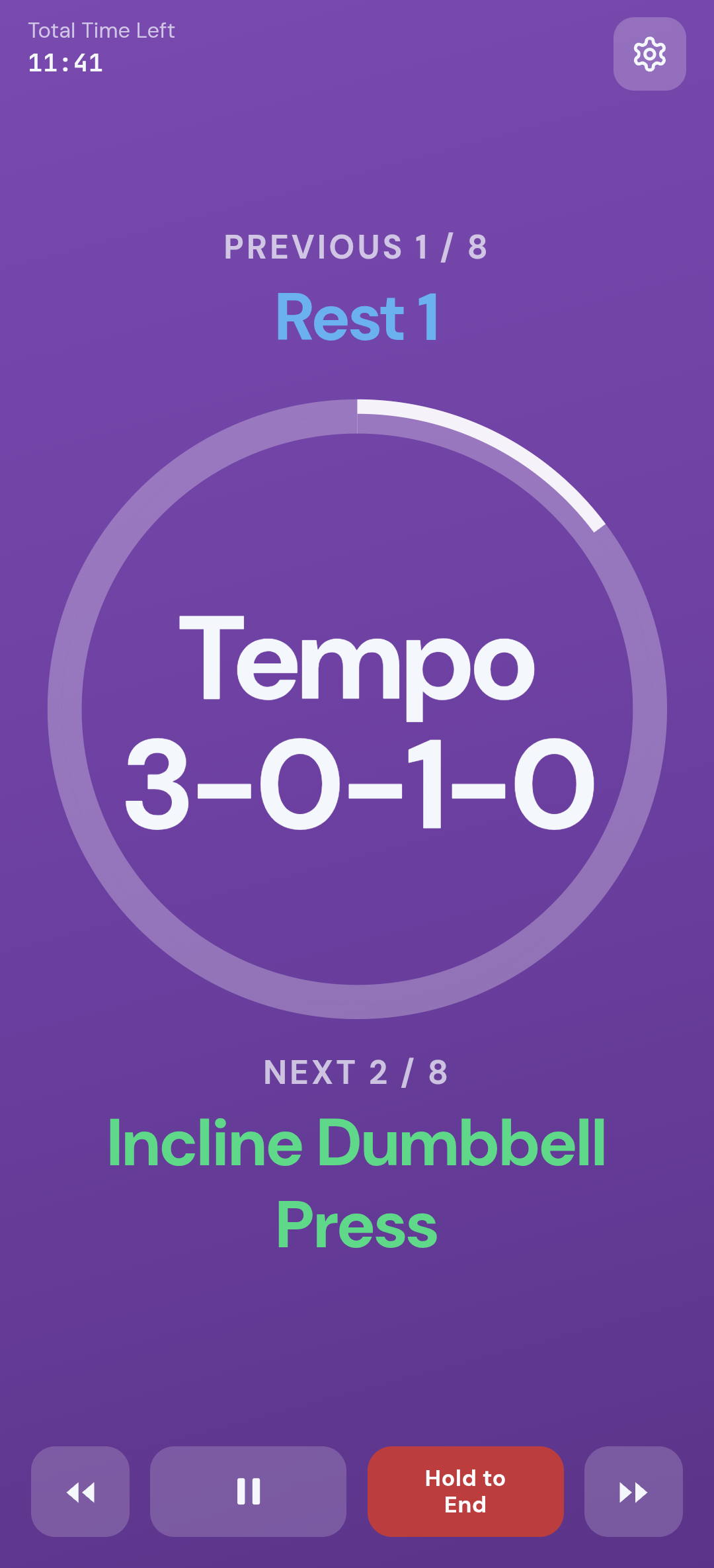 Tempo Voice Guidance: Breath In, hold, Breath Out.