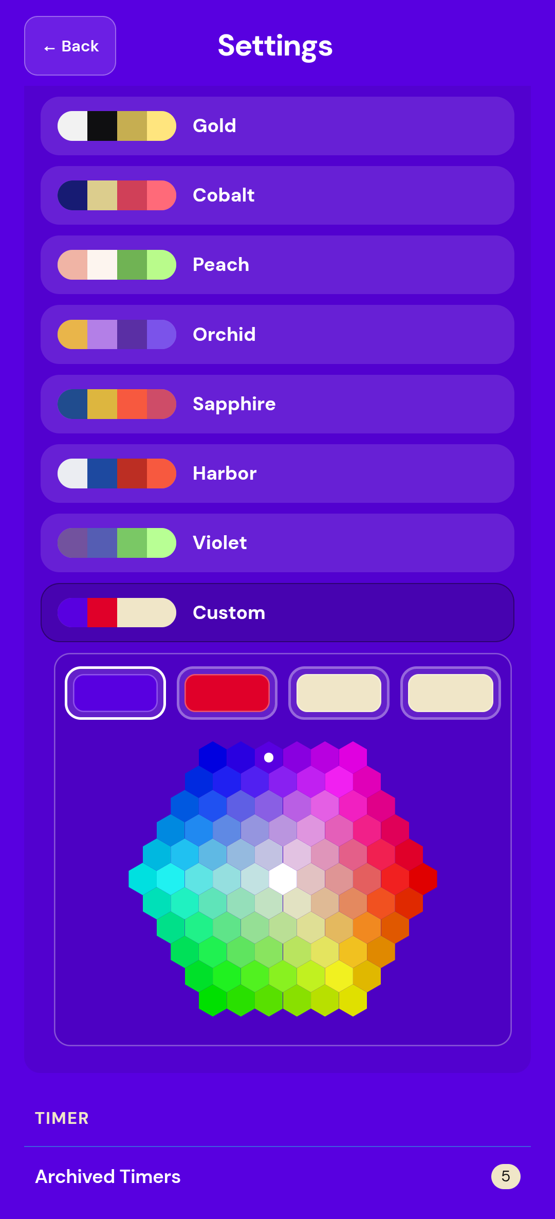 Custom theme color picker.